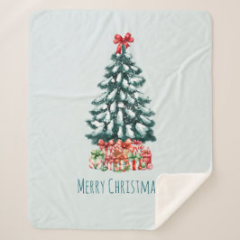 Elegant Snowy Christmas Tree Sherpa Deken