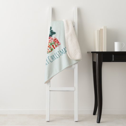 Elegant Snowy Christmas Tree Sherpa Deken (In situ)