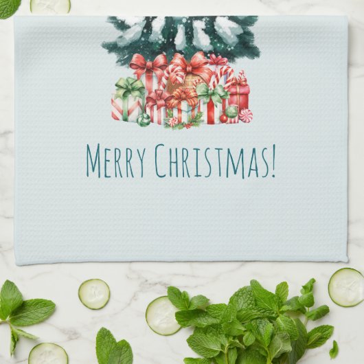 Elegant Snowy Christmas Tree Theedoek (Gevouwen)