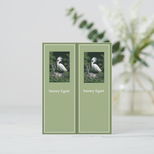 Elegant Snowy Egret Bladwijzer Briefkaart (Staand voorkant)