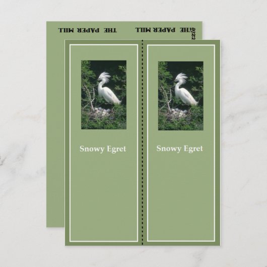 Elegant Snowy Egret Bladwijzer Briefkaart (Voorkant / Achterkant)