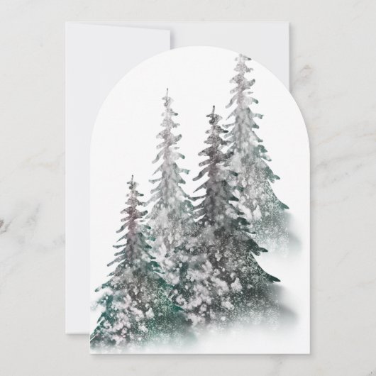 Elegant Snowy Forest Christmas Tree holiday Card Kaart (Achterkant)