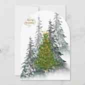 Elegant Snowy Forest Christmas Tree holiday Card Kaart (Voorkant)