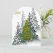 Elegant Snowy Forest Christmas Tree holiday Card Kaart (Staand voorkant)