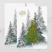 Elegant Snowy Forest Christmas Tree holiday Card Kaart (Voorkant / Achterkant)