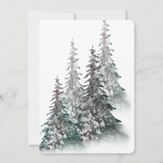 Elegant Snowy Forest Christmas Tree holiday Card Kaart (Achterkant)