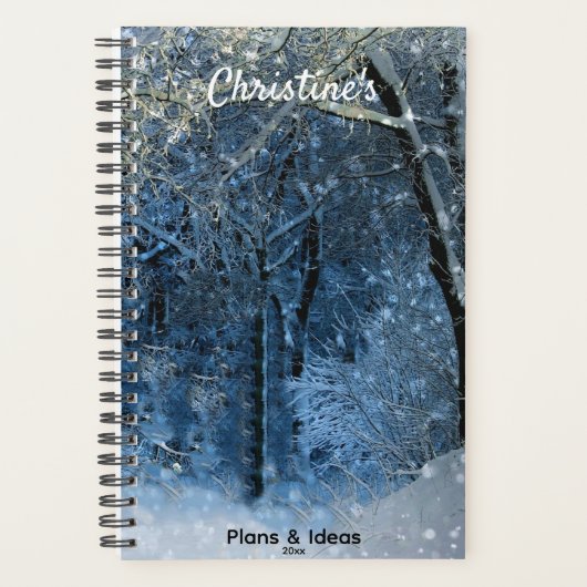 Elegant Snowy Forest Sunshine Sparkle Naam Jaarlij Planner (Voorkant)