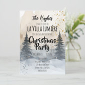 Elegant Snowy Hill Pine Winter Christmas Party  Kaart (Staand voorkant)