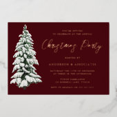 Elegant Snowy kerstmis Gold Folie Uitnodiging (Voorkant)