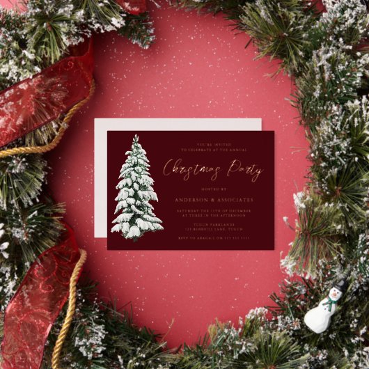 Elegant Snowy kerstmis Gold Folie Uitnodiging (Insitu)