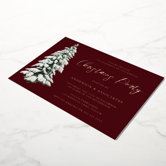 Elegant Snowy kerstmis Gold Folie Uitnodiging (Gedraaid)