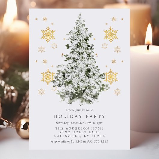 Elegant Snowy Pines Holiday Party Kaart