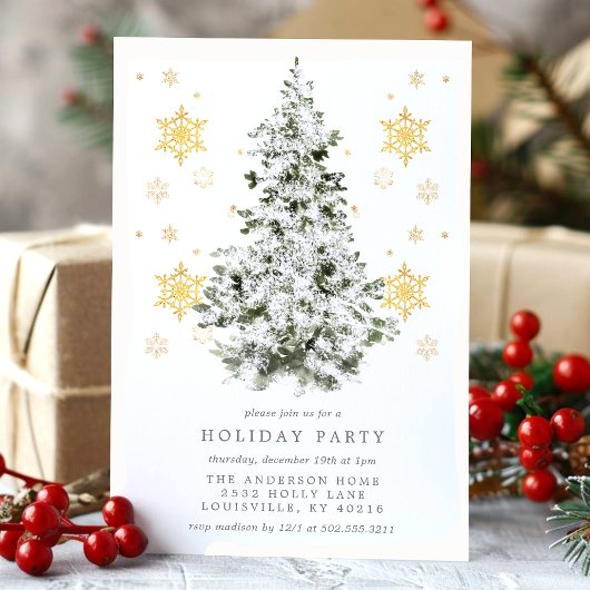 Elegant Snowy Pines Holiday Party Kaart