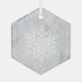 Elegant Snowy Snowflake Kerstmis Glas Ornament