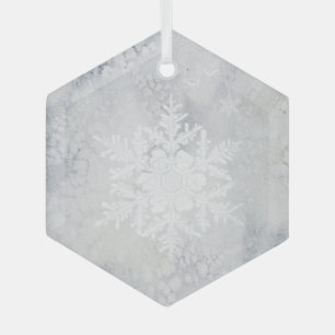 Elegant Snowy Snowflake Kerstmis Glas Ornament