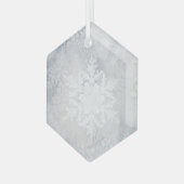 Elegant Snowy Snowflake Kerstmis Glas Ornament (Voorkant links)