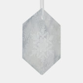 Elegant Snowy Snowflake Kerstmis Glas Ornament (Voorkant Rechts)