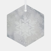 Elegant Snowy Snowflake Kerstmis Glas Ornament (Achterkant)