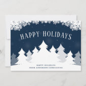 Elegant Snowy Trees Business Feestdagenkaart (Voorkant)