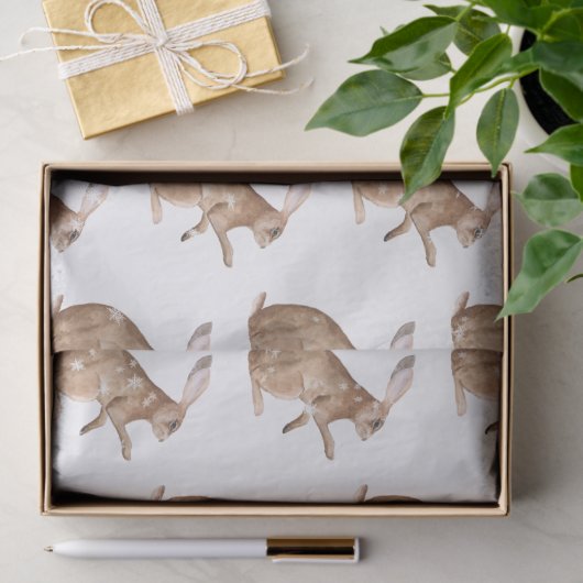 Elegant Snowy Winter Animals Hare Rabbit Tissuepapier (Geschenk)