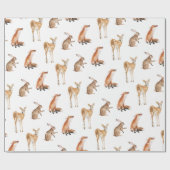 Elegant Snowy Winter Animals Wrapping Paper Cadeaupapier (Vlak)