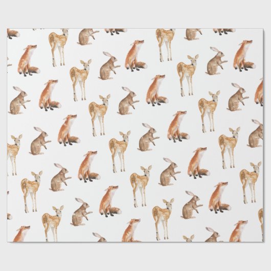 Elegant Snowy Winter Animals Wrapping Paper Cadeaupapier (Vlak)