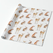 Elegant Snowy Winter Animals Wrapping Paper Cadeaupapier (Uitgerold)