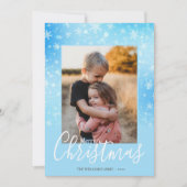 Elegant Snowy Winter Blue Merry-kerstfoto Feestdagenkaart (Voorkant)