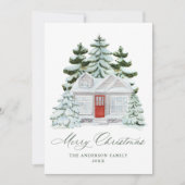 Elegant Snowy Winter Home Christmas Non-Photo Feestdagenkaart (Voorkant)