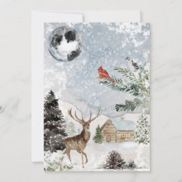 Elegant Snowy Winter Wonderland Deer Kardinaal Feestdagenkaart