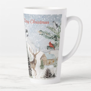 Elegant Snowy Winter Wonderland Red Kardinaal Latte Mok
