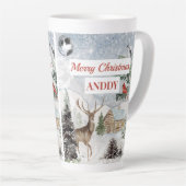 Elegant Snowy Wintery Merry Christma Red Kardinaal Latte Mok (Rechterhoek)