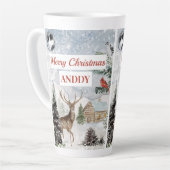 Elegant Snowy Wintery Merry Christma Red Kardinaal Latte Mok (Linkerhoek)