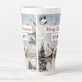 Elegant Snowy Wintery Merry Christma Red Kardinaal Latte Mok (Voorkant)