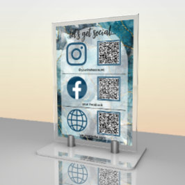 Elegant sociaal mediabord met QR-code tafelkaart Kaart