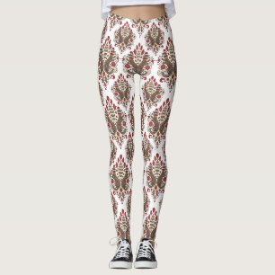 elegant sock monkey damask print leggings
