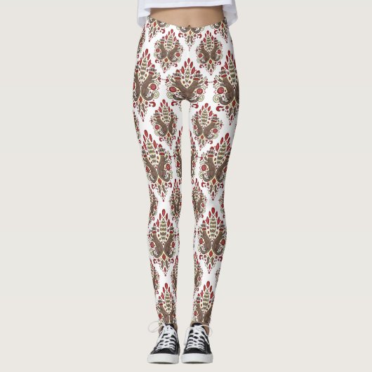 elegant sock monkey damask print leggings (Voorkant)