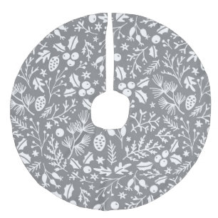 Elegant Sofisticated Grijs Witte Kerst Patroon Imitatie Linnen Kerstboom Kleed