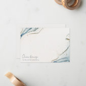 Elegant Soft Abstract Waterverf Blue Gold Beachy Notitiekaartje (Voorkant / Achterkant in situ)
