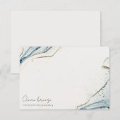 Elegant Soft Abstract Waterverf Blue Gold Beachy Notitiekaartje (Voorkant / Achterkant)