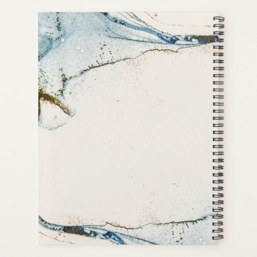 Elegant Soft Abstract Waterverf Blue Gold Beachy Planner (Achterkant)