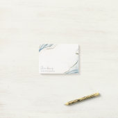 Elegant Soft Abstract Waterverf Blue Gold Beachy Post-it® Notes (Op bureau)