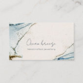 Elegant Soft Abstract Waterverf Blue Gold Beachy Visitekaartje (Voorkant)