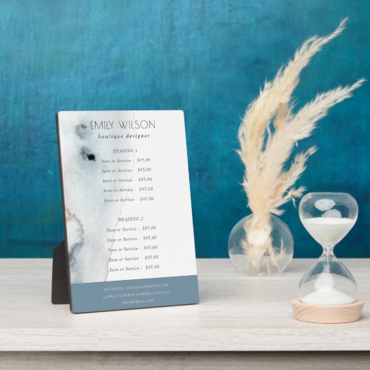 Elegant Soft Aqua Blue Gold Beachy Service Price Fotoplaat (Zijkant)