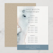 Elegant Soft Aqua Blue Gold Beachy Service Price Menu (Voorkant / Achterkant)