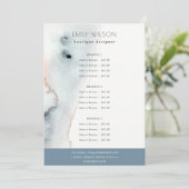 Elegant Soft Aqua Blue Gold Beachy Service Price Menu (Staand voorkant)