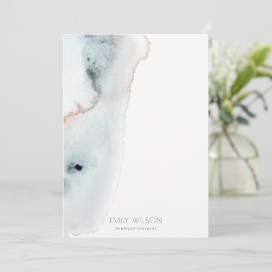 Elegant Soft Aqua Blue Gold Waterverf Beachy Bedankkaart (Staand voorkant)