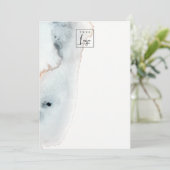 Elegant Soft Aqua Blue Gold Waterverf Beachy Logo Bedankkaart (Staand voorkant)