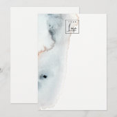 Elegant Soft Aqua Blue Gold Waterverf Beachy Logo Bedankkaart (Voorkant / Achterkant)