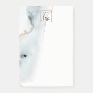 Elegant Soft Aqua Blue Gold Waterverf Beachy Logo Post-it® Notes